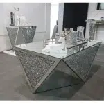 Cross border modern mirror tea table glass corner table diamond decoration living room coffee table tea 1