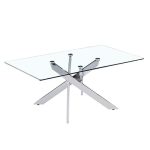 Chrome Cross Legged Rectangular Glass Table 1