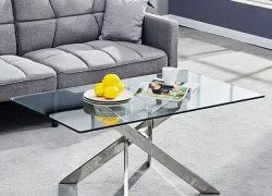 Chrome Cross Legged Rectangular Glass Table (2)