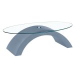 Oval Top Grey Base Clear Glass Table 3