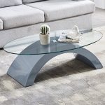 Oval Top Grey Base Clear Glass Table 4