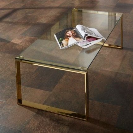 Rectangular Gold Legged Glass Table 3