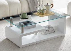 Rectangular White High Gloss Base Glass Table (6)