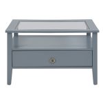 Square Top Double Drawer Glass Table 5