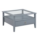 Square Top Double Drawer Glass Table 6