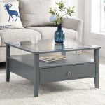 Square Top Double Drawer Glass Table 8