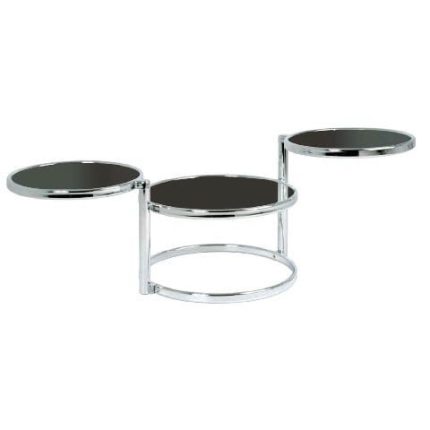 Tri Circular Swivel Black Glass Table